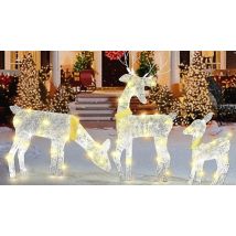 Set of 3 Christmas Light-Up 2D Garden Reindeer Ornaments