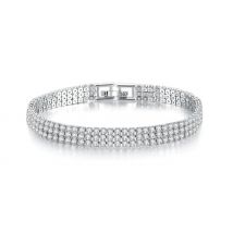 Up to 3-Pack of Three-Row Pave Bracelets with Swarovski Elements  - 3 Colours