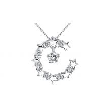 Sterling Silver Moon and Star Pendant Necklace