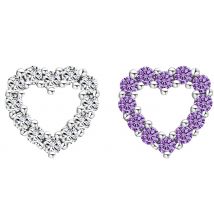 Sterling Silver Crystal Heart Stud Earrings - 2 Colours