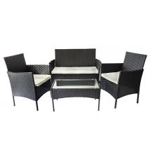 4-Piece Rattan Garden Set with Cushions - 2 Colours & Optional Cover