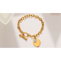 Metal Link Chain Bracelet with Heart Charms - 3 Colours