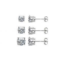 Set of 3 Solitaire Earrings Encrusted with Crystals from Swarovski