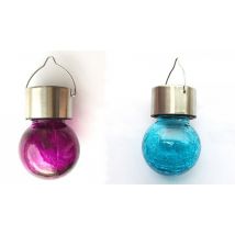 1, 2 or 4 Hanging Solar Cracked-Ball Lantern Lights - 6 Colours