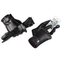 Men or Women's Black Faux Leather Touchscreen Gloves