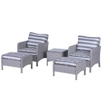 Outsunny 5-Piece Rattan-Effect Patio Chair Set - 4 Colours