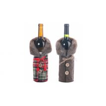Christmas Plaid or Tweed Wine Bottle Sleeves