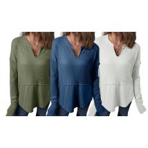 Waffle Knit Long Sleeve Top - 7 Colours & 5 Sizes