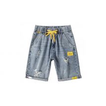 Men's Elastic Waist Ripped Denim Shorts - 2 Colours & 6 Sizes