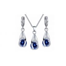Simulated Crystal Earring & Necklace Set - 4 Colours
