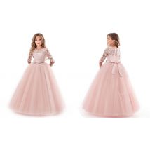 Kids Lace Detail Tulle Skirt Princess Dress - 5 Colours & 5 Sizes