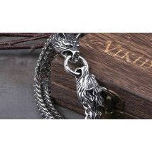 Viking Wolf Charm Bracelet with Wooden Box