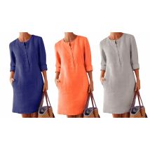 Casual Round Neck Button-Up Shirt Dress - 6 Colours & 6 Sizes