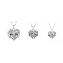 Sister Crystal Heart Pendant Necklace - Big, Middle or Little Sister
