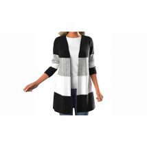 Open Front Colour Block Knitted Cardigan - 4 Sizes