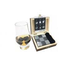 Whiskey Stones with Velvet Pouch and Wooden Box