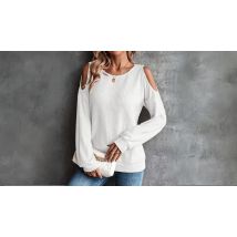 Long Sleeve Waffle Shoulder Cut Out Top - 5 Colours & Sizes