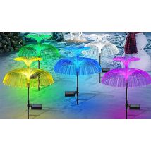 2 or 4 Colour Changing 2-Tier Jellyfish Solar LED Stake Lights