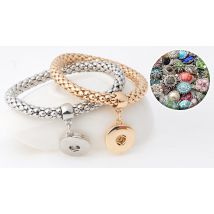 Interchangeable Snap Bracelet with 5 Charms - Silver or Gold