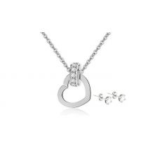 Heart Charm Pendant & Earrings Gift Set - Encrusted with Crystals from Swarovski!