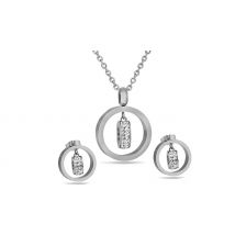 Round Pendant Necklace & Earrings Set - 2 Colours!