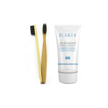 1 or 2 Pack Glamza Activated-Charcoal Mint Toothpaste & Toothbrush
