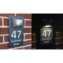 Weatherproof Personalised Grey Door Sign with Solar Light!