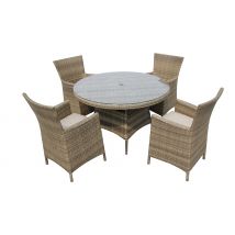 Rattan 4-Seater Patio Dining Table & Chairs Set