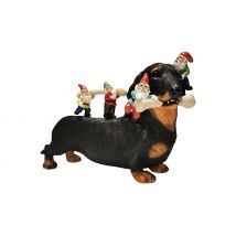 Dachshund with Bone & Gnomes Garden Ornament - 2 Colours!