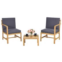 3-Piece Wooden Garden Chair & Bench Furniture Set