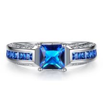 Blue Created Sapphire Ring & Earring Set - 4 Sizes