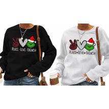 PEACE & LOVE Printed Long Sleeve Christmas Top - 6 Colours & 5 Sizes