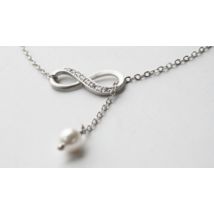 Crystal Infinity Pearl Y Necklace