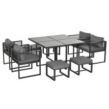 9-Piece Outsunny Aluminium Garden Dining Cube Set