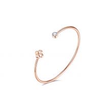 Genuine Diamond & Swarovski Flower Rose Gold Bangle