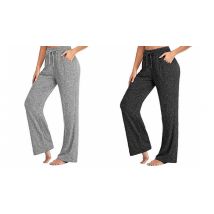 Women's Wide Leg Elastic Waist Lounge Trousers - 7 Colours & 5 Sizes
