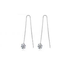Crystal Silver Drop Thread Earrings