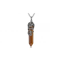 Flower Wrapped Natural Crystal Necklace - 7 Colours