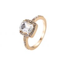 Gold or Silver Square Crystal Side Stone Ring - 1 or 2