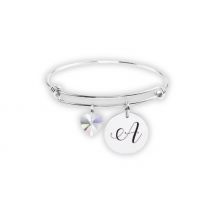 Heart Charm Initial Bangle - 26 Options!