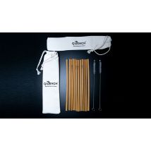 12x Bamboo Drinking Straws with Brushes & Pouches