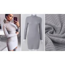 High Collar Knit Effect Dress - 3 Colours