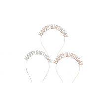 1, 2 or 3-Pack of Rhinestone Happy Birthday Headbands - 3 Colour Options