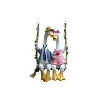 Cute Cartoon Duck Couple Hanging Resin Ornament
