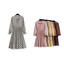 Chiffon Long-Sleeve Floral Floaty Dress - 6 Colours & 3 Sizes