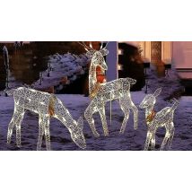 Set of 3 Christmas Light-Up Garden Reindeer Ornaments