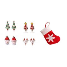 4-Pairs Of Christmas Earring Studs