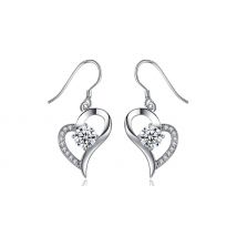 Heart Shaped Pendant & Earrings with Crystals