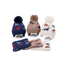 Children's Dinosaur Warm Hat & Scarf Set - 4 Colours!