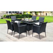 Outsunny 7-Piece Outdoor PE Rattan Garden Dining Set - 2 Colours